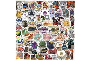 TUMAJI 100 Pcs Dungeon and Dragon Stickers, Vinyl Waterproof Cool Gaming DND Decals Dragon Stickers for Laptop Water Bottle B