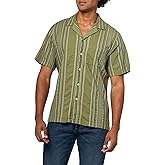 Lucky Brand Mens Striped Short Sleeve Camp Collar Shirt