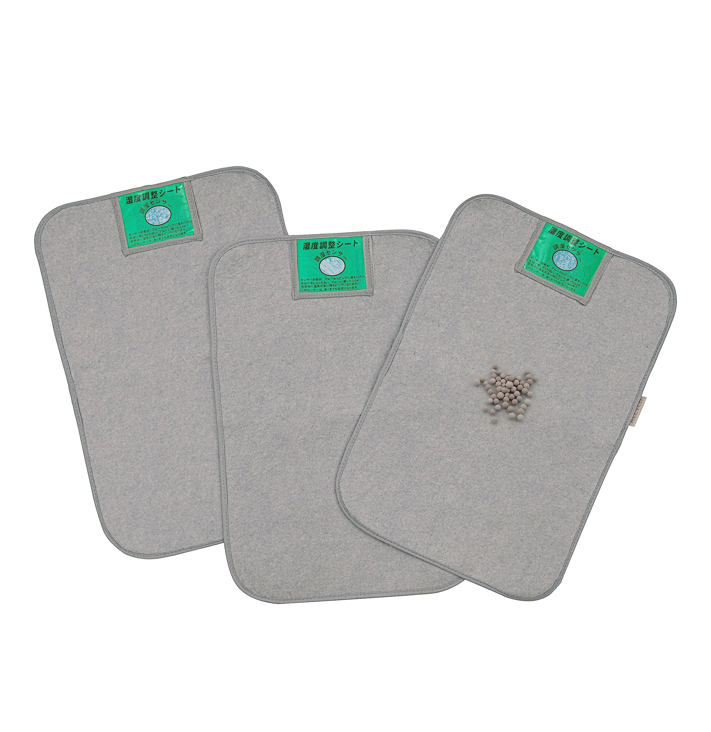 【備長炭入り】除湿シート 除湿マット 衣装用防カビシート 押し入れ用防カビシート ペットベッド用消臭シート 枕用防ダニシート 洗える 防カビ 消臭 防ダニ 梅雨対策 3枚入り30*45cm グレー