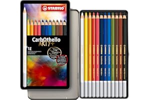Chalk-Pastel Pencil - STABILO CarbOthello - ARTY+ - Tin of 12 - Assorted Colors
