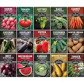 Vegetable Garden Seed Vault for Planting &ndash; 15 Pack Collection | Heirloom Non-GMO Family Garden Kit &ndash; Tomato, Lettuce, Cucumber, Squash &ndash; Indoor or Outdoor Growing &ndash; Survival Garden Seeds