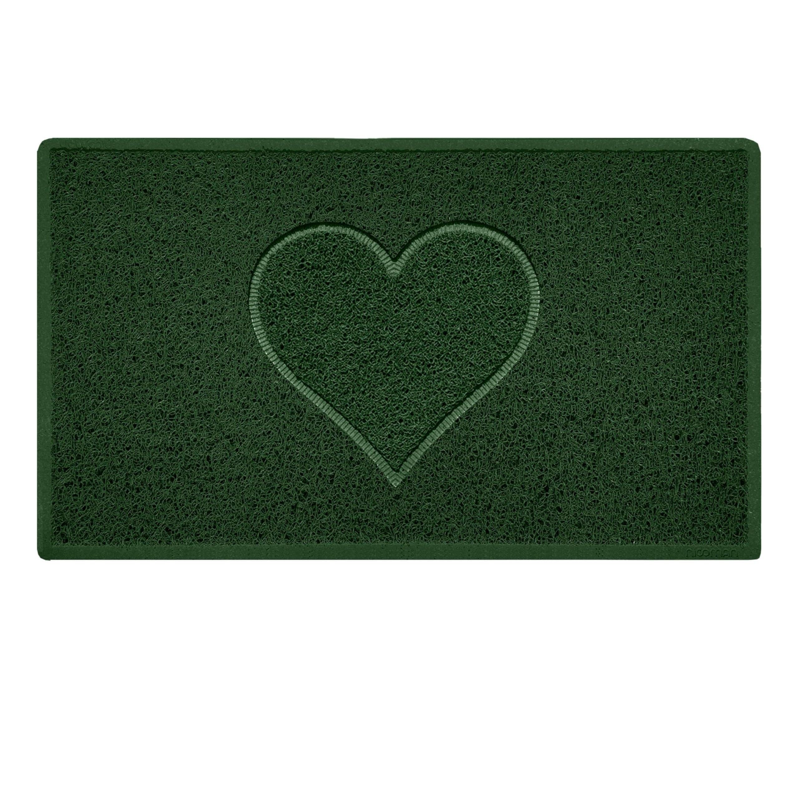 Nicoman Heart Shape Embossed Entrance Door Mat Non Slip Dirt Trapper PVC Spaghetti Mat with Rubber Base, Jet Washable Quick Drying Doormat Indoor or Outdoor - (Medium, Green, 75 x 44cm)