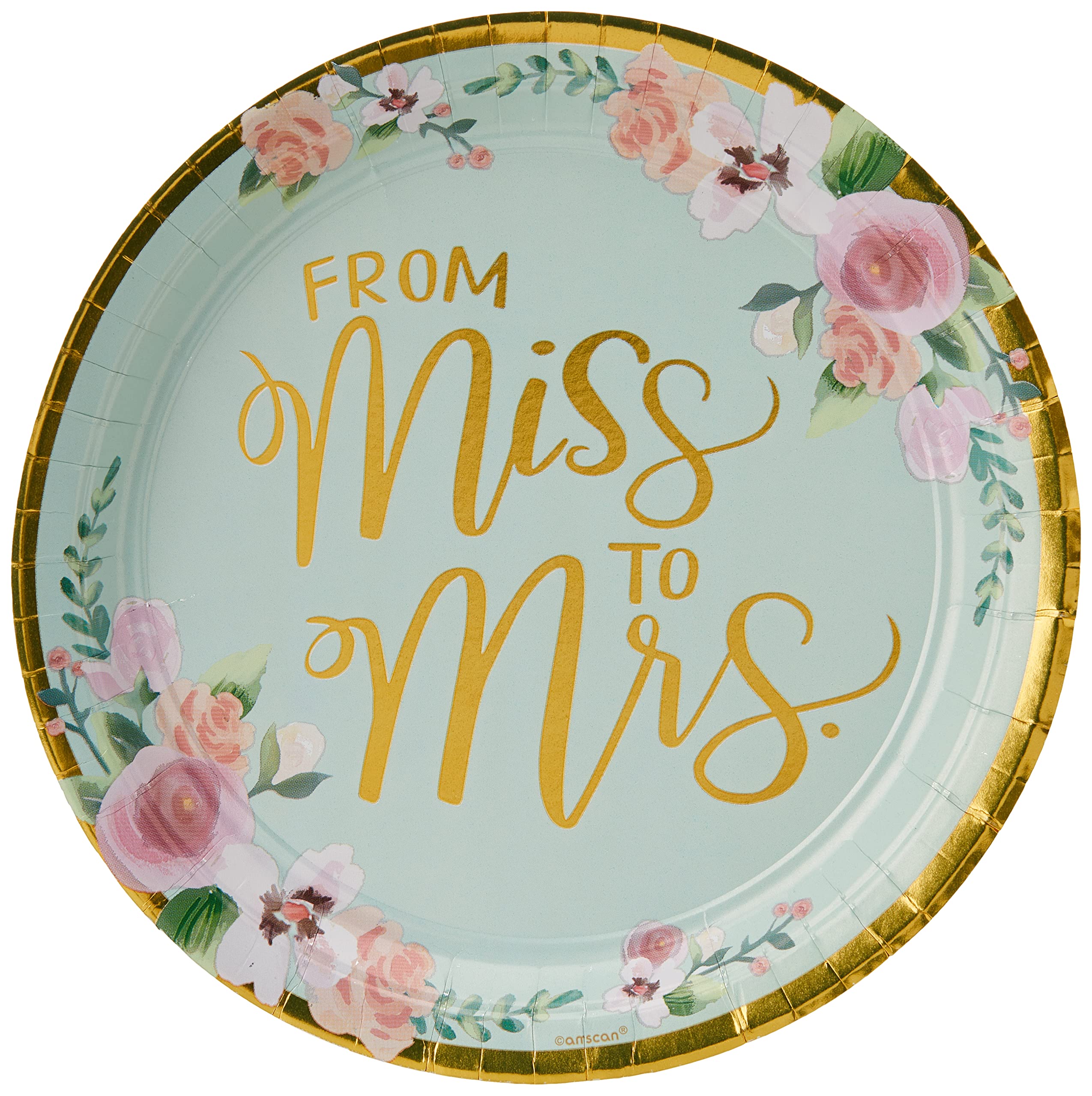 (PKT) Adult Ladies 8 Pack Mint to Be Paper Plates 26cm