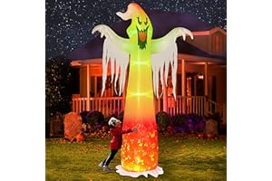 Hourleey 9 FT Halloween Inflatables Outdoor, Halloween Blow Up Yard Decorations with Built-in LED Lights for Indoor Outdoor Party Garden Lawn Clearance (Ghost)