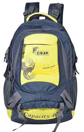 F Gear Firefly V2 Laptop Rucksack 40 Liters (Navy Blue, Yellow)