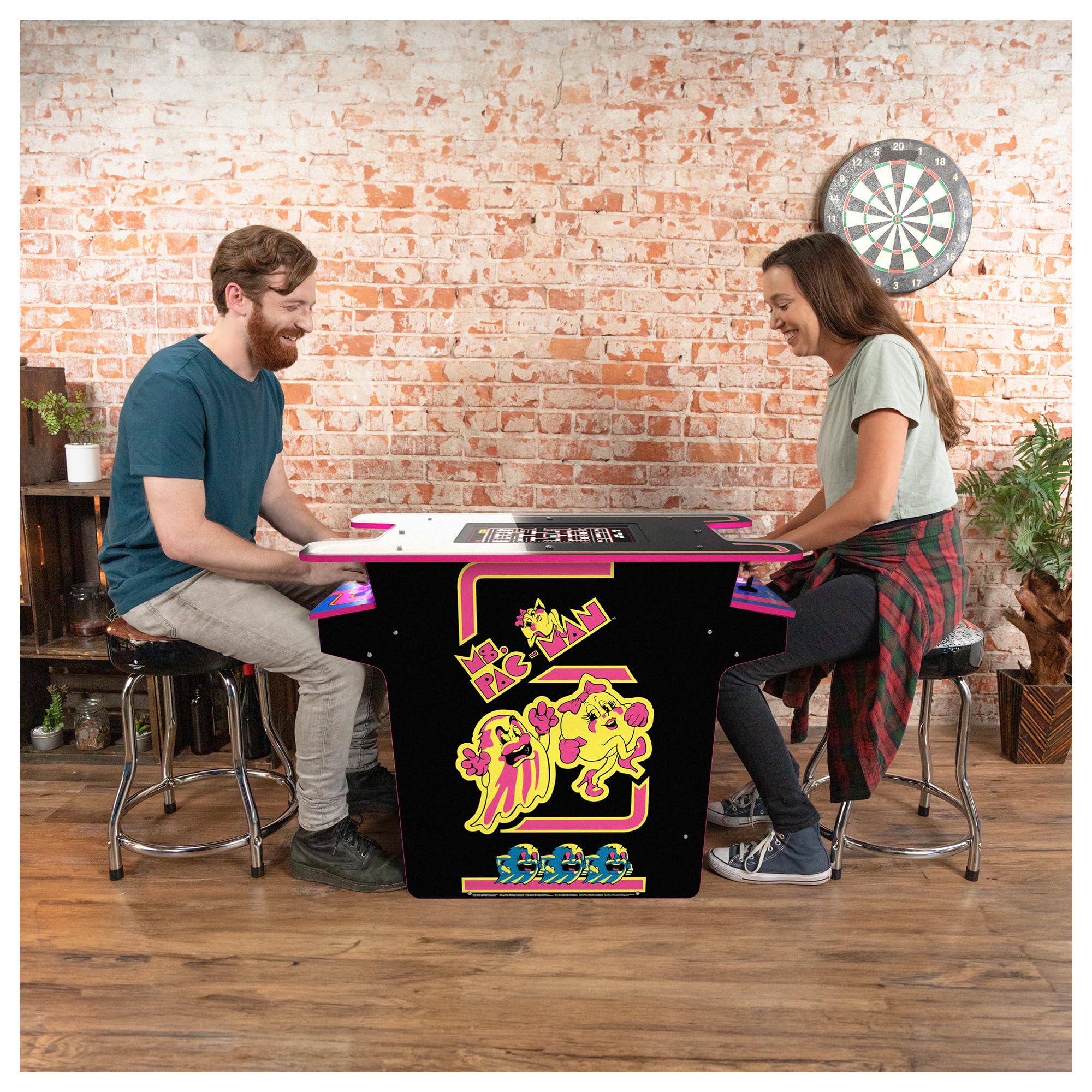 Arcade1Up Ms. PAC-Man Arcade Game Table, Full Home Machine, Black Series Edition - with 12 Games, Multiplayer Control Panel, & 17