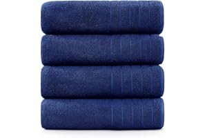 Casa Platino 100% Cotton 4 Pack Bath Sheets Set (36"x72") - Ring Spun Cotton Extra Large Bath Towels Set - Quick Dry, Soft & Absorbent Oversized Towel Sets - Dorm Essentials for Boys - Navy Blue