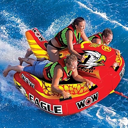 Wow Eagle Inflatable Towable Tube Lake Water Raft With Tow Rope Pump