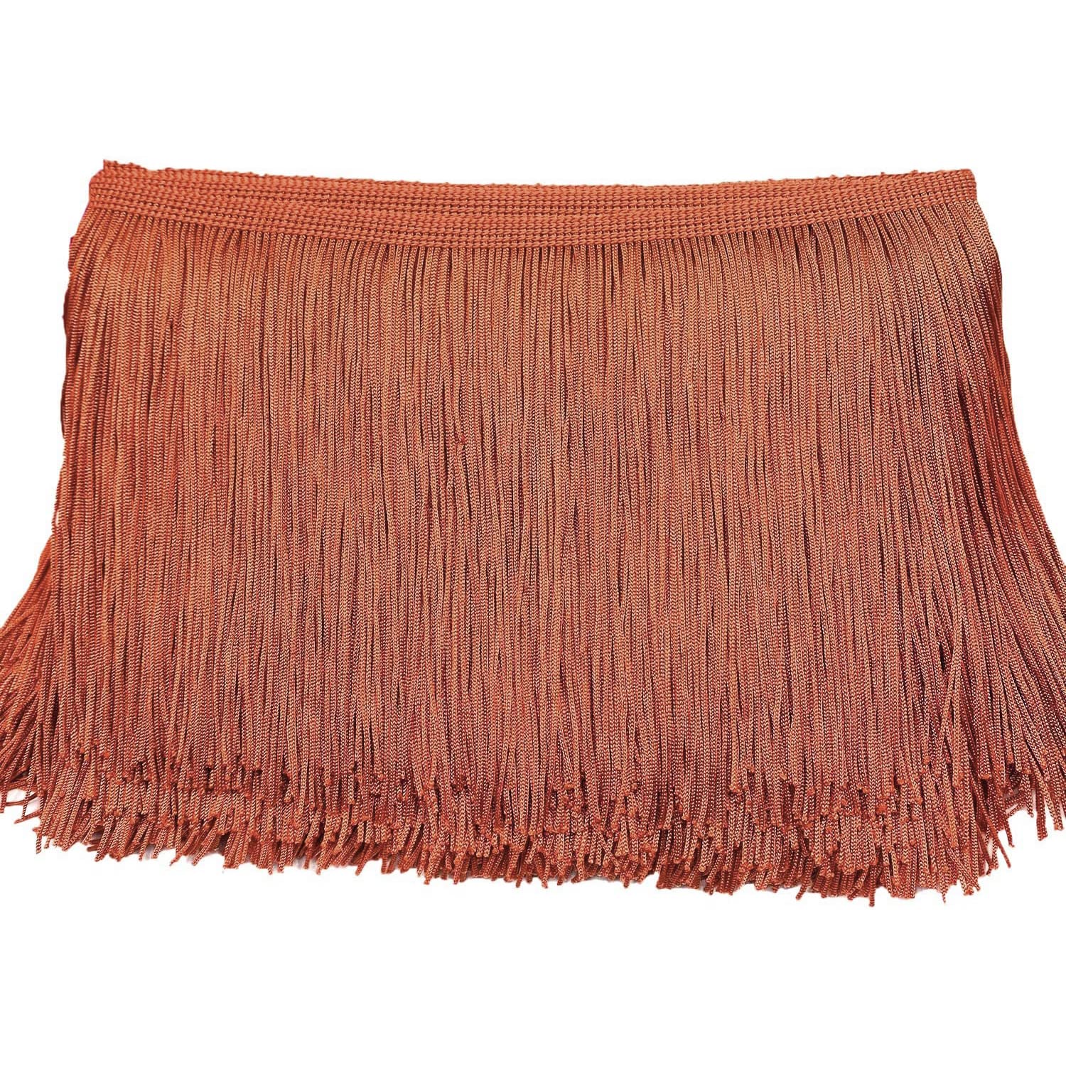 15 cm x 1 m fringe border, fringe tape, decorative ribbon, dance fringe, cut fringe, silk tassel, fringe ribbons for sewing, DIY crafts, clothing, lingerie, costumes, curtains, decoration, brick red