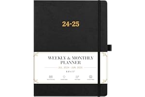 VONDAFE 2024-2025 Planner - Planner 2024-2025, Leather Planner Weekly Monthly, Jul 2024 - Jun 2025, 8.5" x 11", Inner Pocket + Bookmarks+ Leather Hardcover