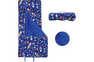 DECALSWEET Kids Sleeping Bag Nap Mat with Removable Pillow and Blanket,Extra Thick Large 2 in 1 Slumber Bags for Boys Girls,Toddler Nap Mat for Preschool Daycare Travel Camping