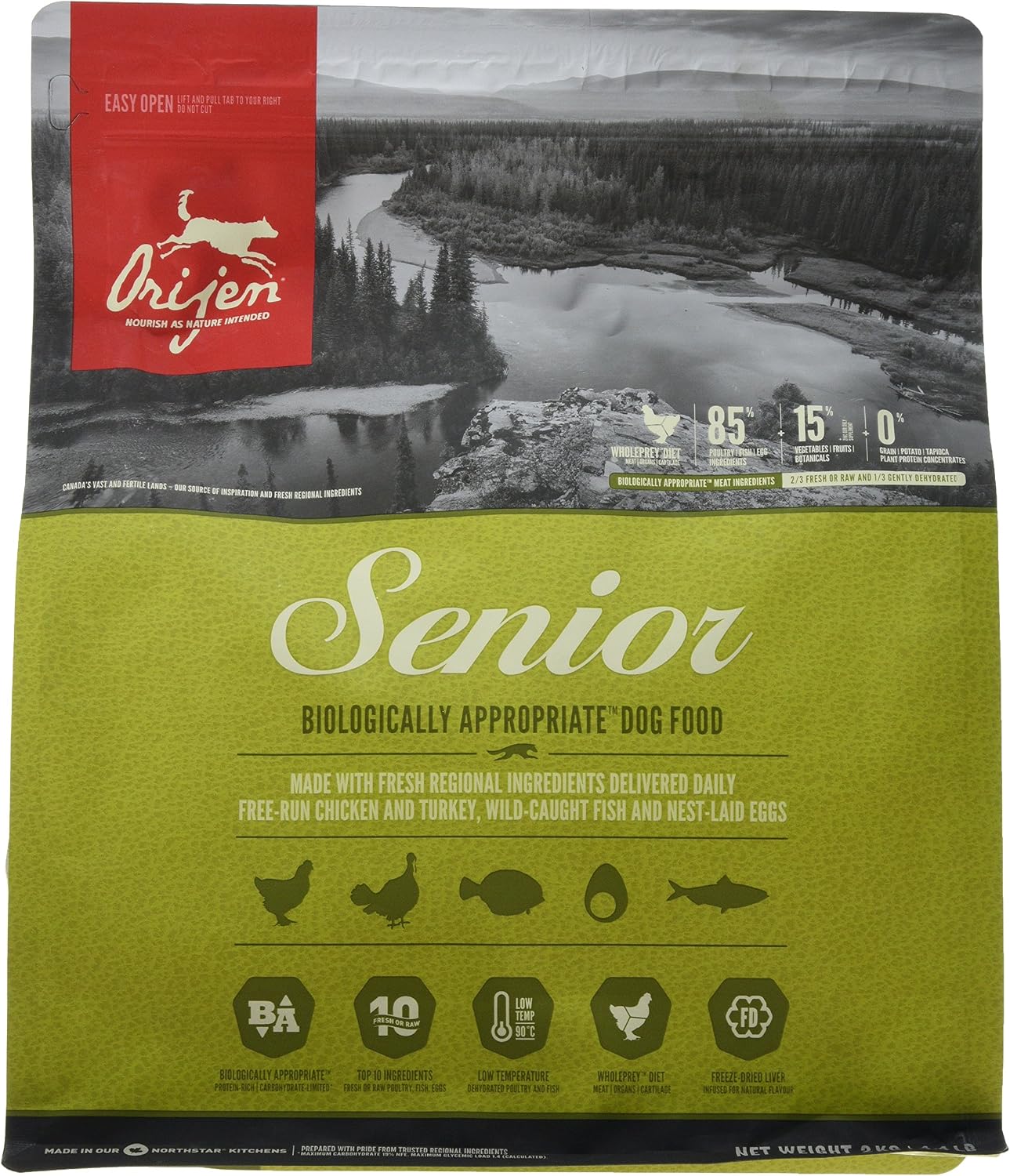 Orijen Senior Dog Food, 2 kg, red, 2 kg (Pack of 1)