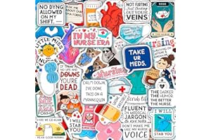 BULBACRAFT 100Pcs Funny Nurse Stickers for Water Bottle, Laptop - Nurse Appreciation Gifts, RN Party Favors - Nursing Week Accessories, Healthcare Medical Hospital Stickers