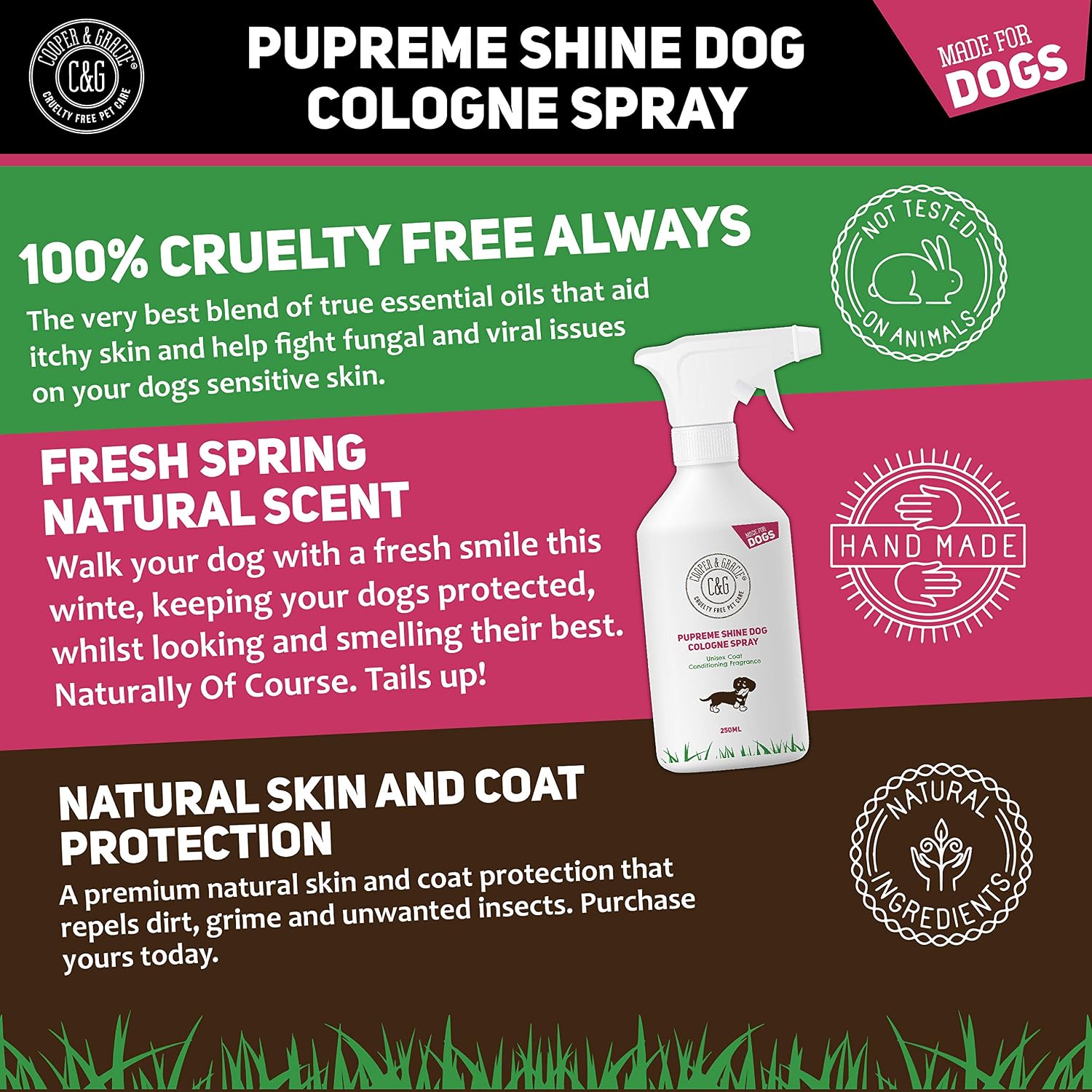 C&G Pets Detangling Dog Perfume Spray, White, 250 ml (Pack of 1) - Image 4