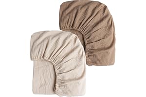 2 Pack Muslin Bassinet Fitted Sheet for Bedside Bassinet Sleeper - Breathable Cotton Newborn Essentials - Soft Nursery Beddin