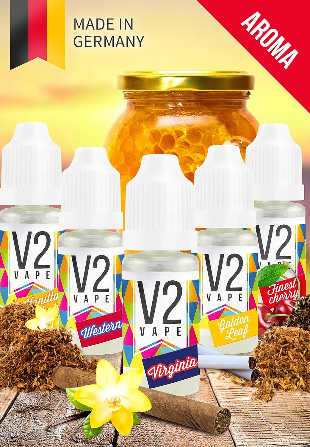 V2 Vape Set Tabak AROMA / KONZENTRAT hochdosiertes Premium LebensmittelAroma zum selber mischen
