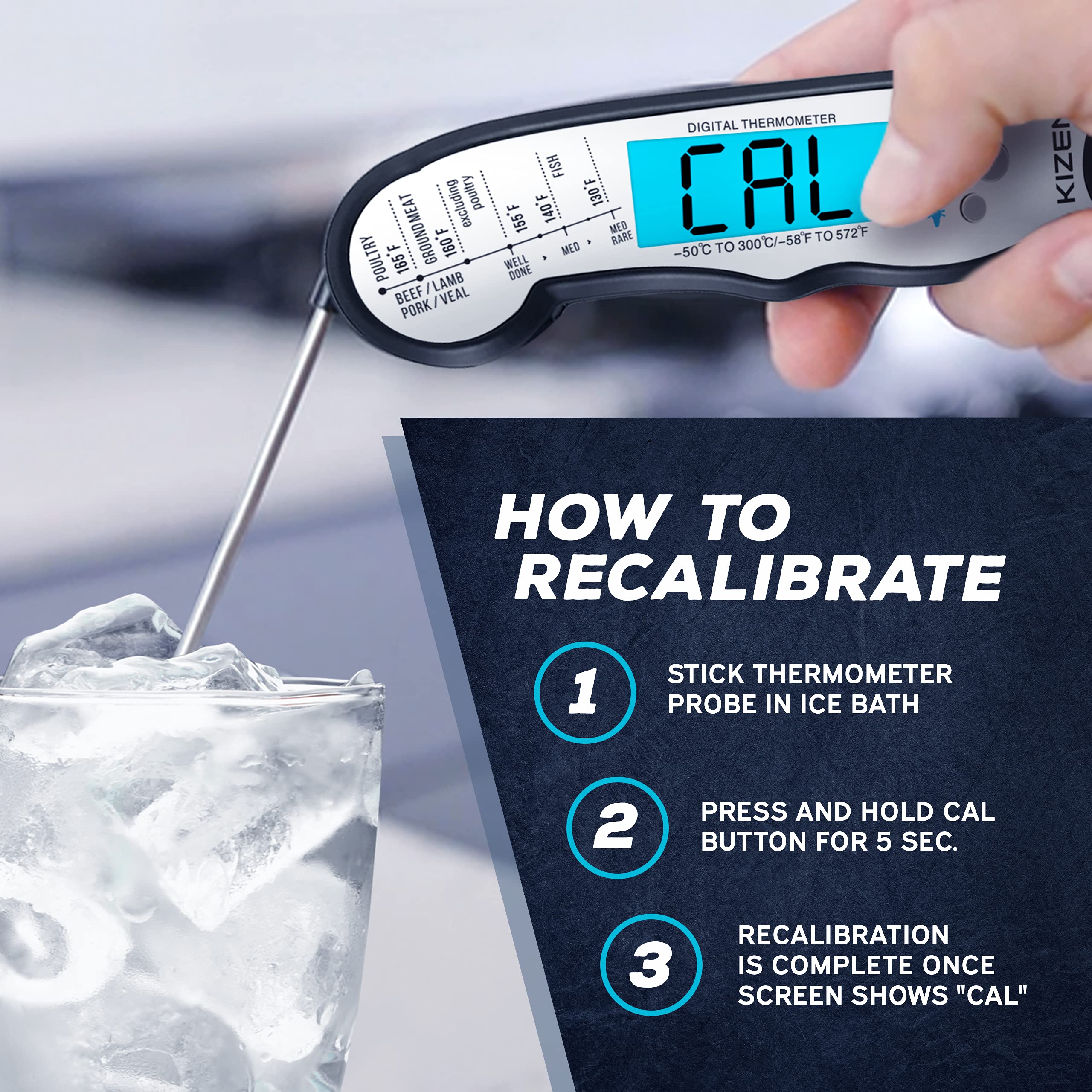 KIZEN Digital Meat Thermometer with Probe Instant Read Food