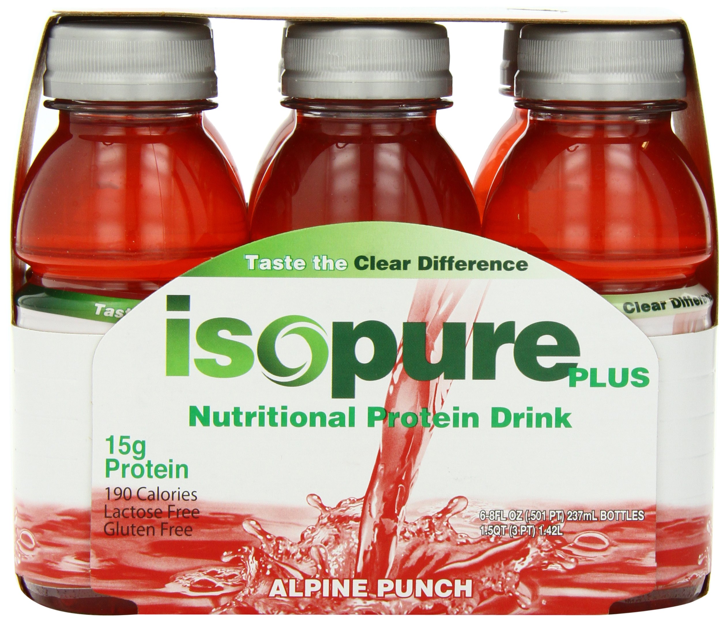 Isopure Plus 0 Carb Protein Drink Alpine Punch, 6Count, 8
