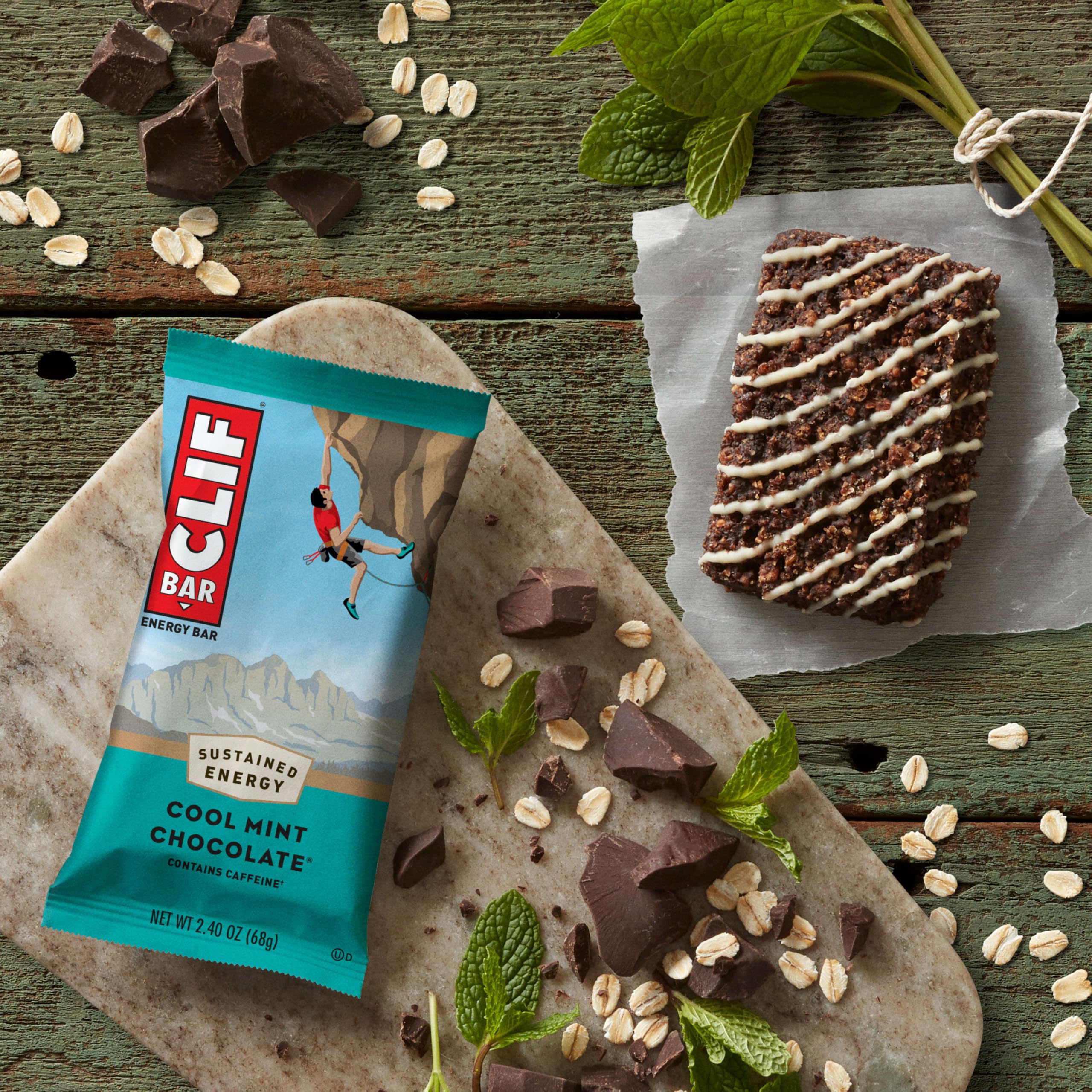 CLIF BAR - Energy Protein Bars - Cool Mint Chocolate with Caffeine - Made with Organic Oats - Energy Bars - Non-GMO - (10 Pack)