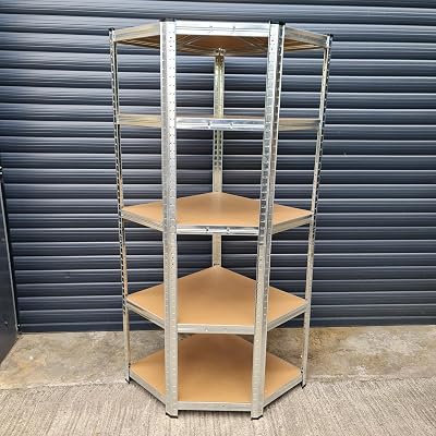 Boltless Racking Shelving Unit Corner 5 Tier MDF Steel 90cm Garage Shed Storage