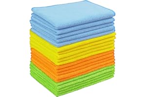 Simple Houseware Microfiber Cleaning Cloth 20 Pack, 12" x 16", 4 Colors