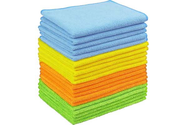 Simple Houseware Microfiber Cleaning Cloth 20 Pack, 12" x 16", 4 Colors