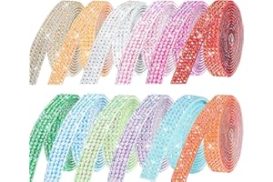 LYXMYGS Bedazzling Strips, 12-Yard Rhinestone Strips for DIY Craft, Rhinestones for Crafting, 12-Rolls Rhinestone Ribbon Self Adhesive