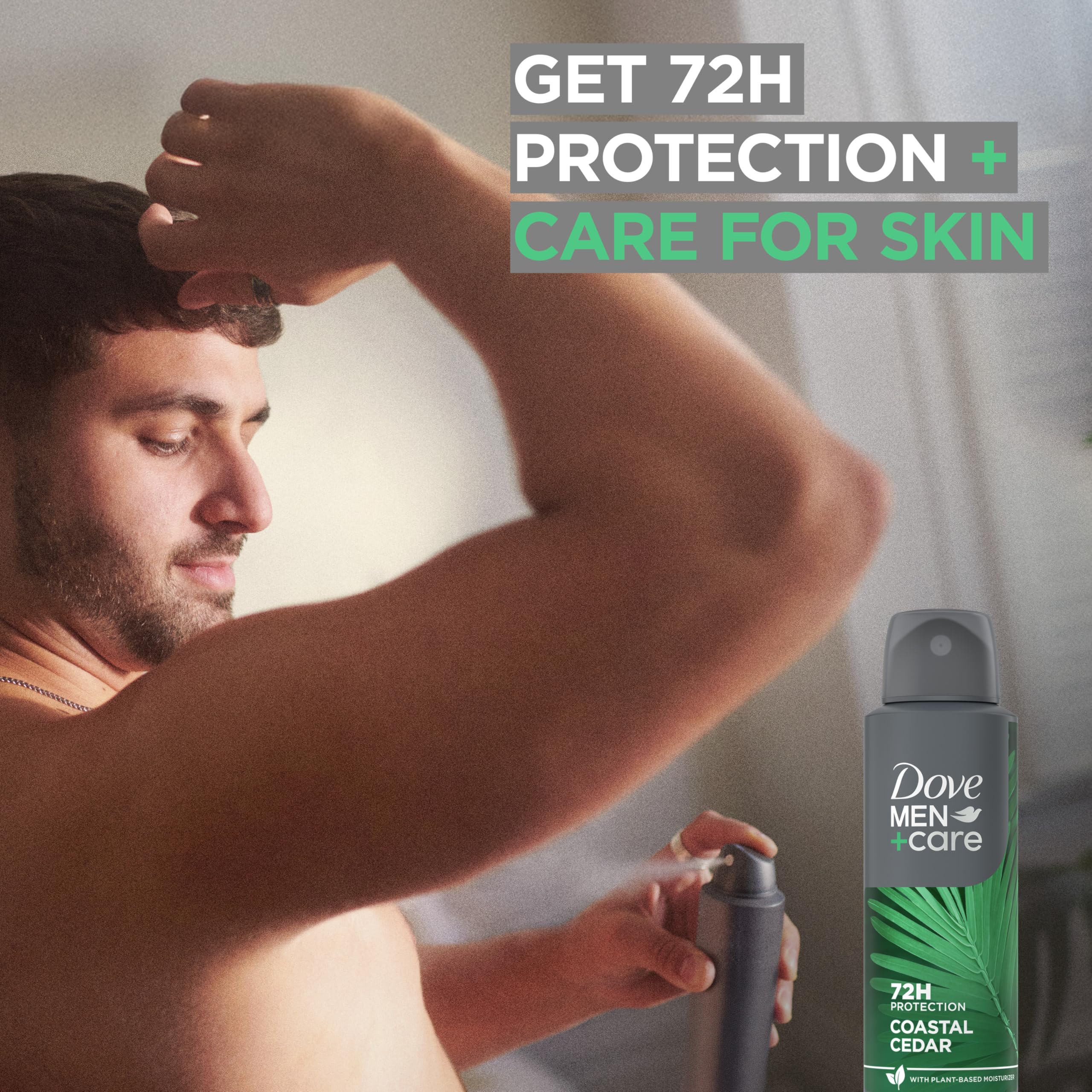 Dove Men+Care Dry Spray Antiperspirant Cedarwood + Tonka 4 Count 72H Protection with a Plant-Based Moisturizer 3.8 oz
