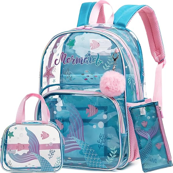 Meetbelify Rolling Backpack For Girls Mermaid Wheels Backpacks Kids Trolley Luggage
