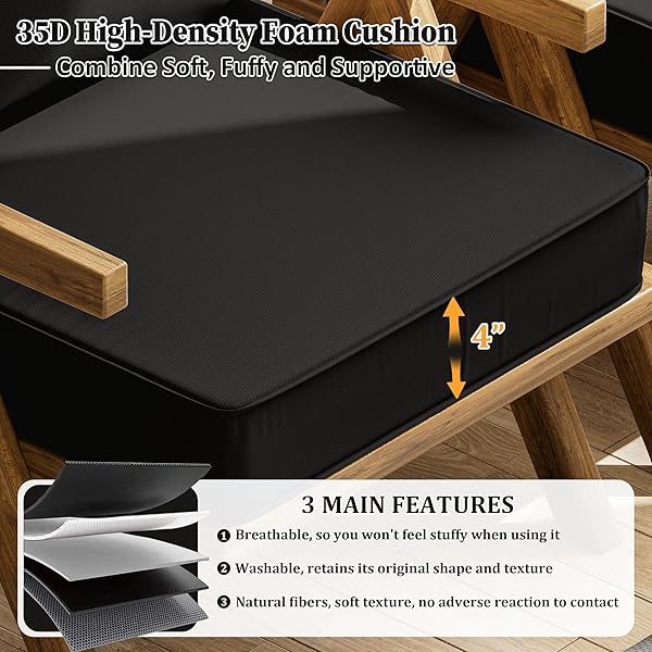 KIMUNUK OUTDOOR SEAT CUSHION SET 22 L × 24 W × 5 H INCH WATERPROOF & FADE RESISTANT PATIO FURNITURE CUSHIONS WITH REMOVABLE COVER WITH HANDLE AND STRAPS FOR SOFA CHAIRS, CHAIRS
