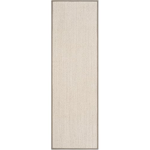 Safavieh Natural Fiber Collection NF143E Border Sisal Runner, 2'6" x 18' , Marble / Khaki