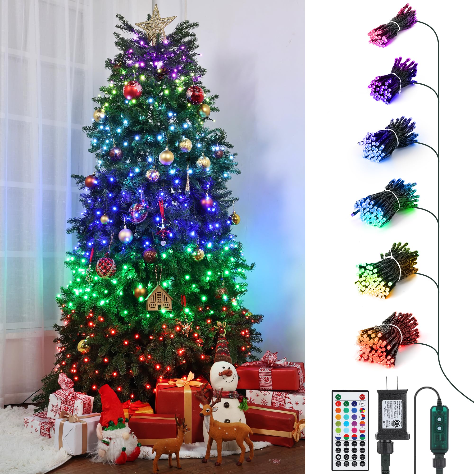 Photo 1 of Christmas Tree Lights for 7ft 9ft with Remote - 540 LED RGB Timer Memory Function, Color Changing Rainbow Lighting Modes Christmas Decorations