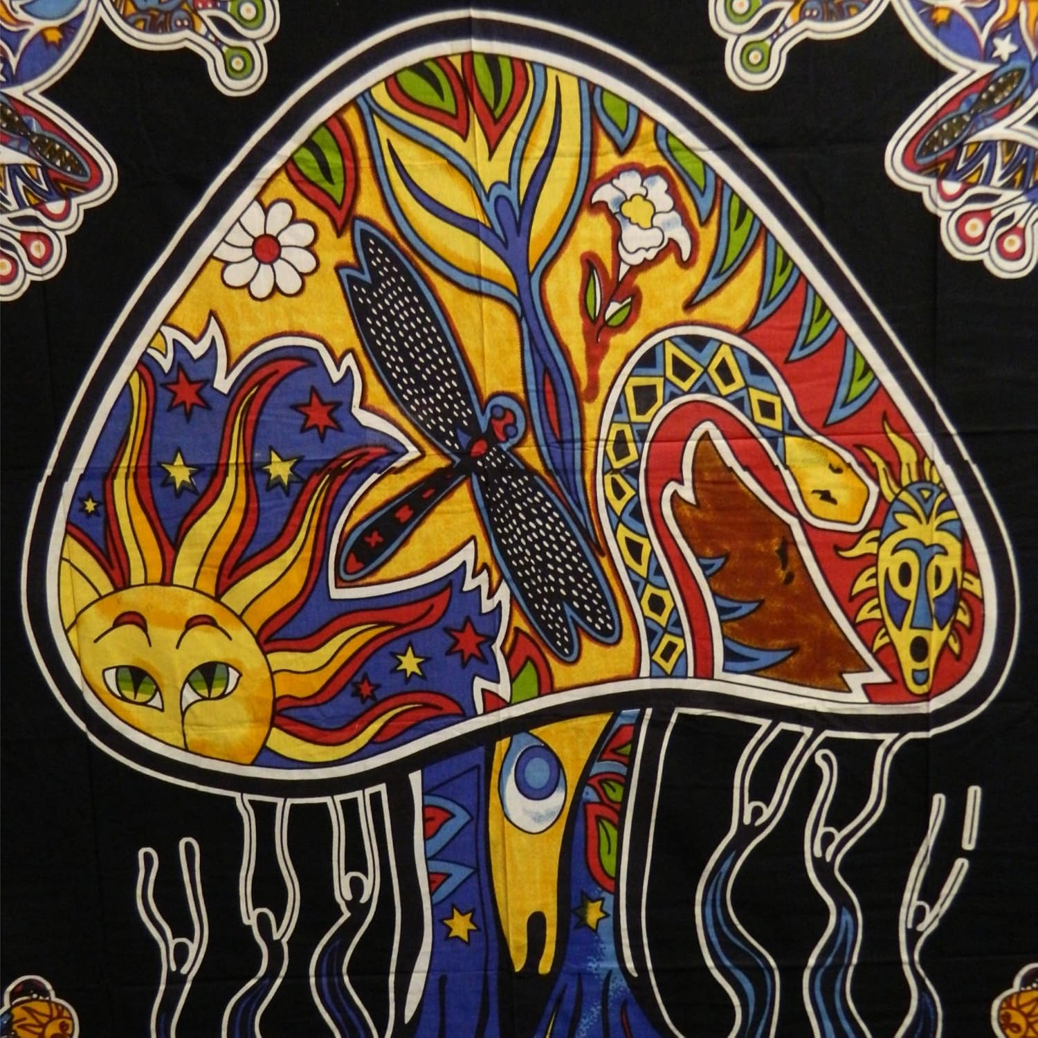 Colcha Seta Champinon Negra Colorida 230x200cm Algodon India