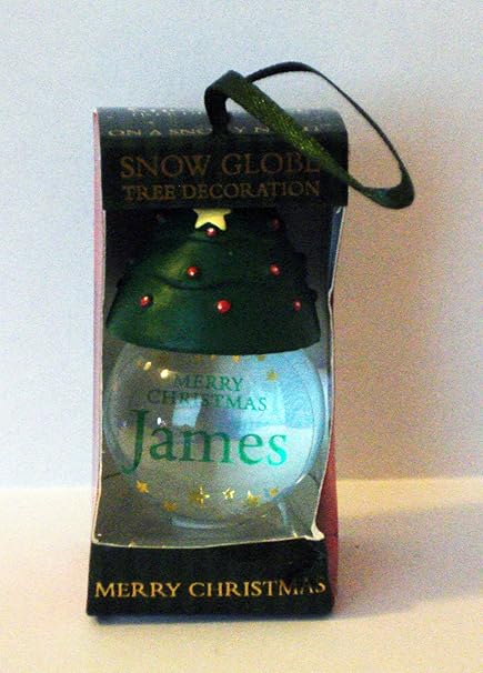 James Personalised Snow Globe Christmas Tree Decoration Amazon