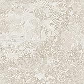 Heroad Peel and Stick Wallpaper Beige Neutral Vintage Forest Animals Floral Wallpaper Removable Self-Adhesive Contact Paper f