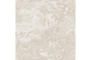 Heroad Peel and Stick Wallpaper Beige Neutral Vintage Forest Animals Floral Wallpaper Removable Self-Adhesive Contact Paper for Bedroom Living Room Cabinets Decoration Thicken Vinyl 17.3''x78.7''