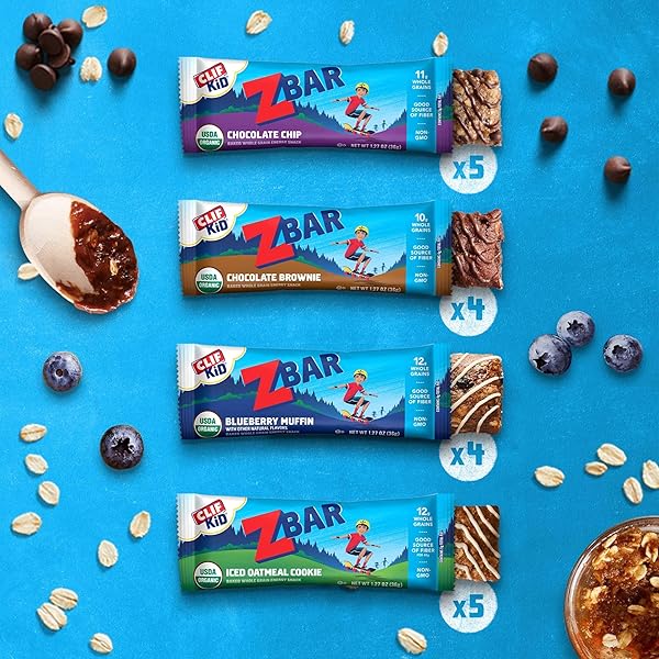 ZBAR – VARIETY PACK – 4 FLAVORS – SOFT BAKED SNACK BARS – NON-GMO – 10-12G WHOLE GRAINS – USDA ORGANIC GRANOLA BARS (18 PACK)