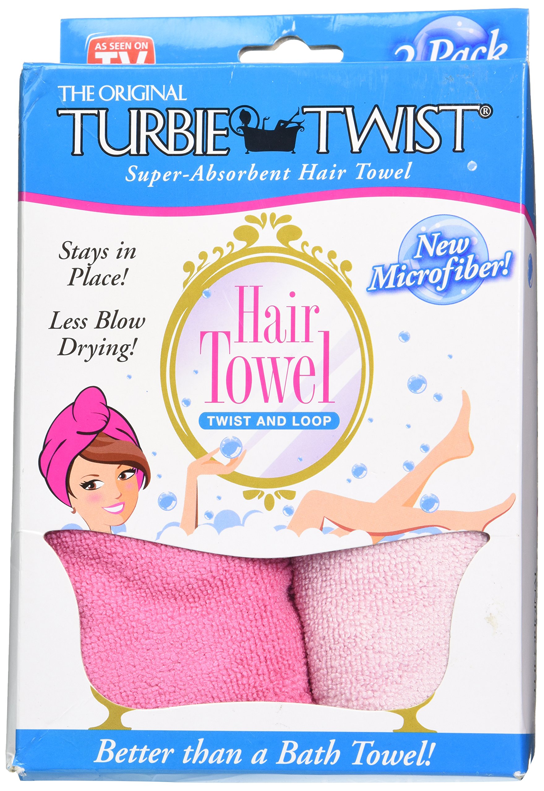 Turbie Twist Microfiber Super Absorbent Hair Towel (2 Pack