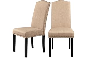 Yaheetech Dining Chairs Upholstered Parsons Chairs with Rubber Wood Legs and Nailhead Trim, Fabric Side Chairs for Dining Roo