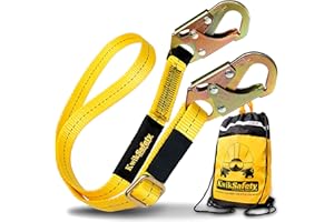 KwikSafety Positioning Lanyard - 4' to 6' Adjustable, No Shock Absorber, ANSI/OSHA Rated for Tree Climbing, Roof Work, Safety Harnesses - Copperhead