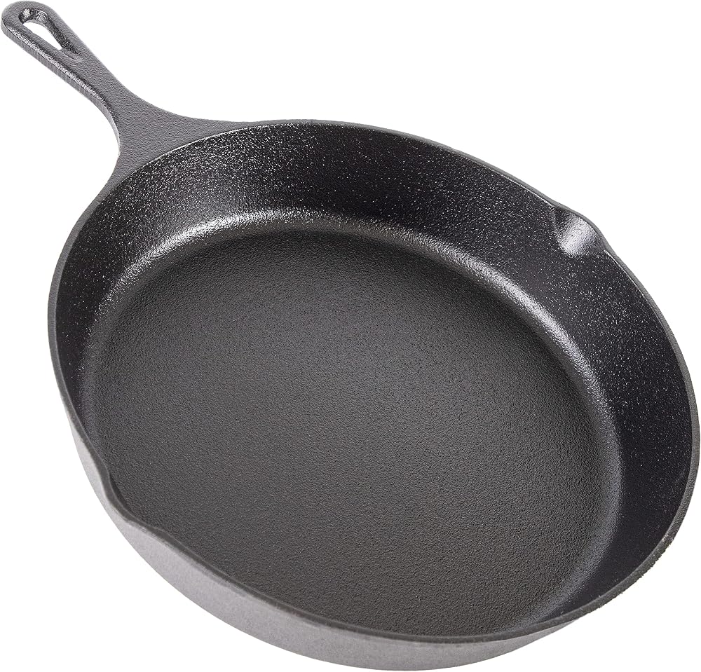 nuovva Pre-Seasoned Cast Iron Skillet 10in Frying Pan Oven Safe Black