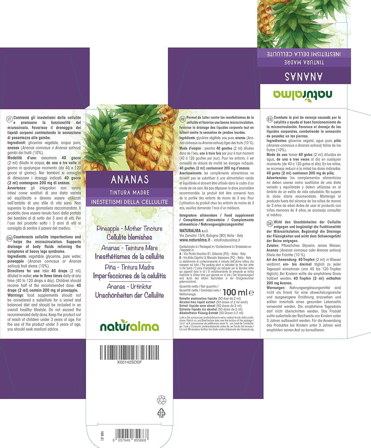 Pineapple (Ananas comosus or Ananas sativus) Fruit Stems Alcohol-Free Mother Tincture Naturalma, Liquid Extract Drops 100 ml - Image 3