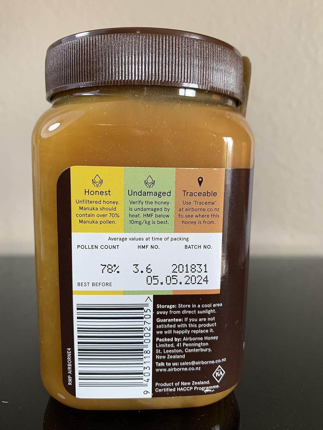 Amazon エアボーン マヌカハニー 500g ニュージーランド産 マヌカポーレン含有量70プラス Airborne はちみつ 通販