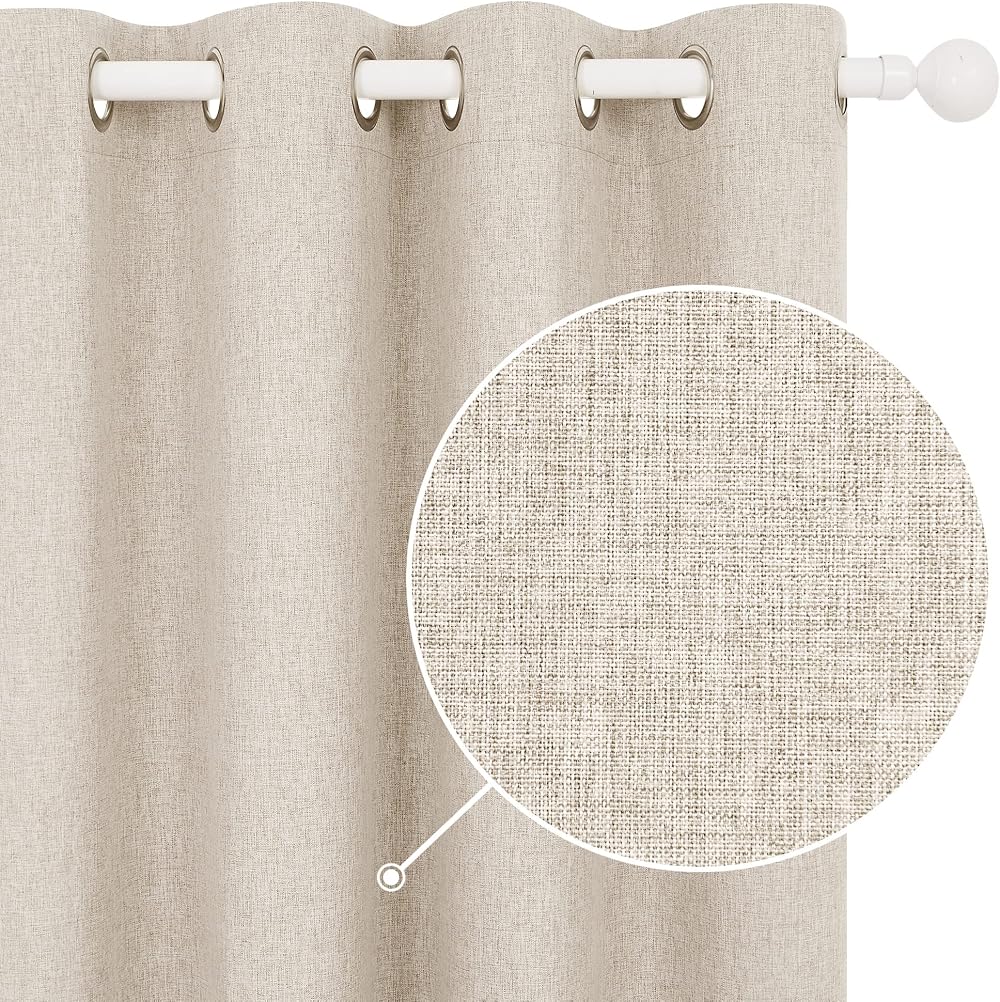 Deconovo Blackout Curtains Pale Khaki W52 x L72 Eyelet Thermal Insulated Pair
