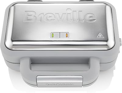 Breville DuraCeramic Waffle Maker White Stainless Deep-Fill Removable Plates