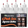 6-pack Plastic Squeeze Bottles for Sauces - 8 OZ Condiment Squeeze Bottles for Liquids - Made in USA - BPA Free Squirt Bottle