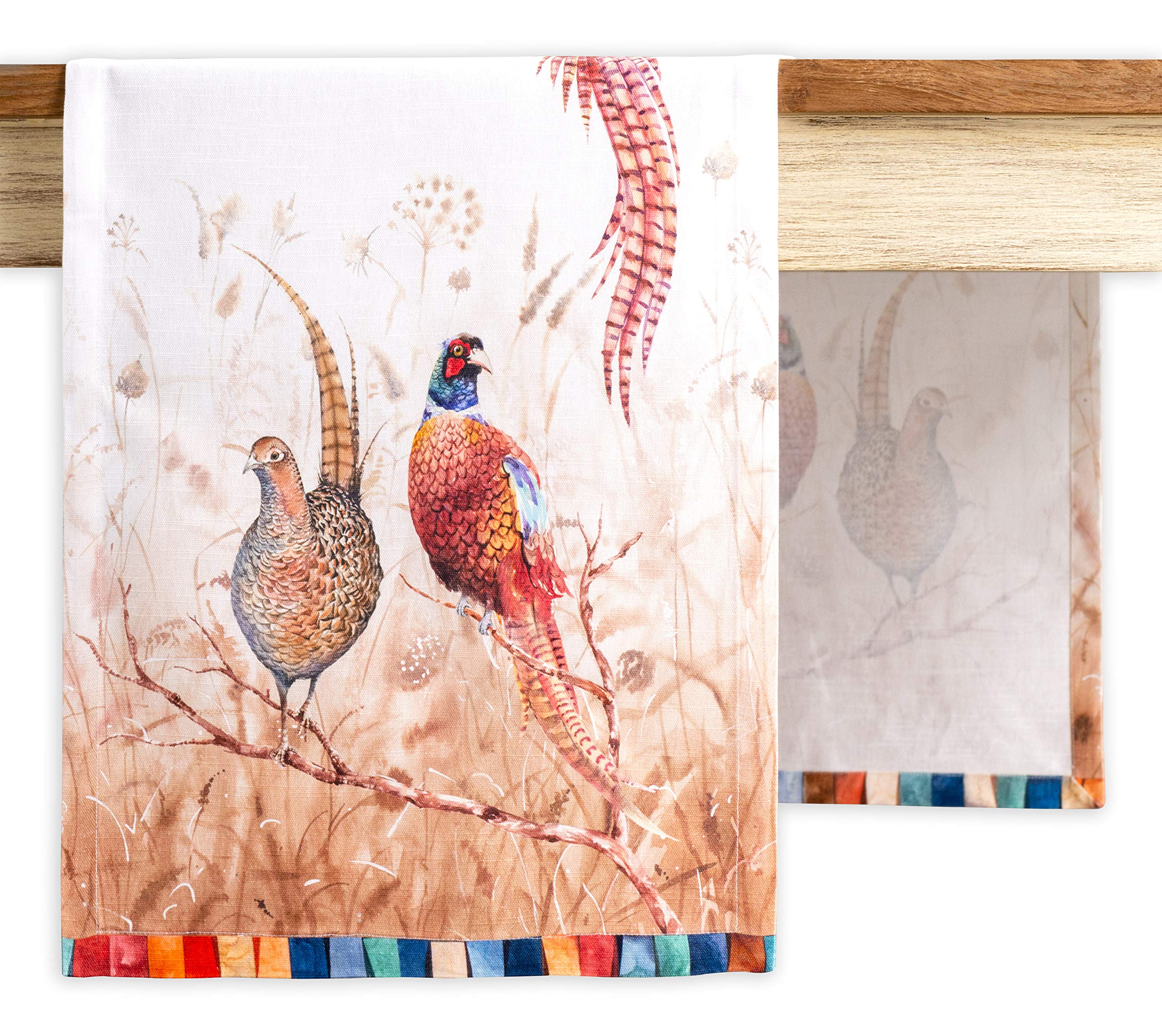 Maison d' Hermine Table runner 100% Cotton Single Layer Table Runners 180 CM long for Christmas Decorations Home Kitchen Dining Party Wedding Bridal Shower (Faisan D'Automne, 37 cm x 180 cm)