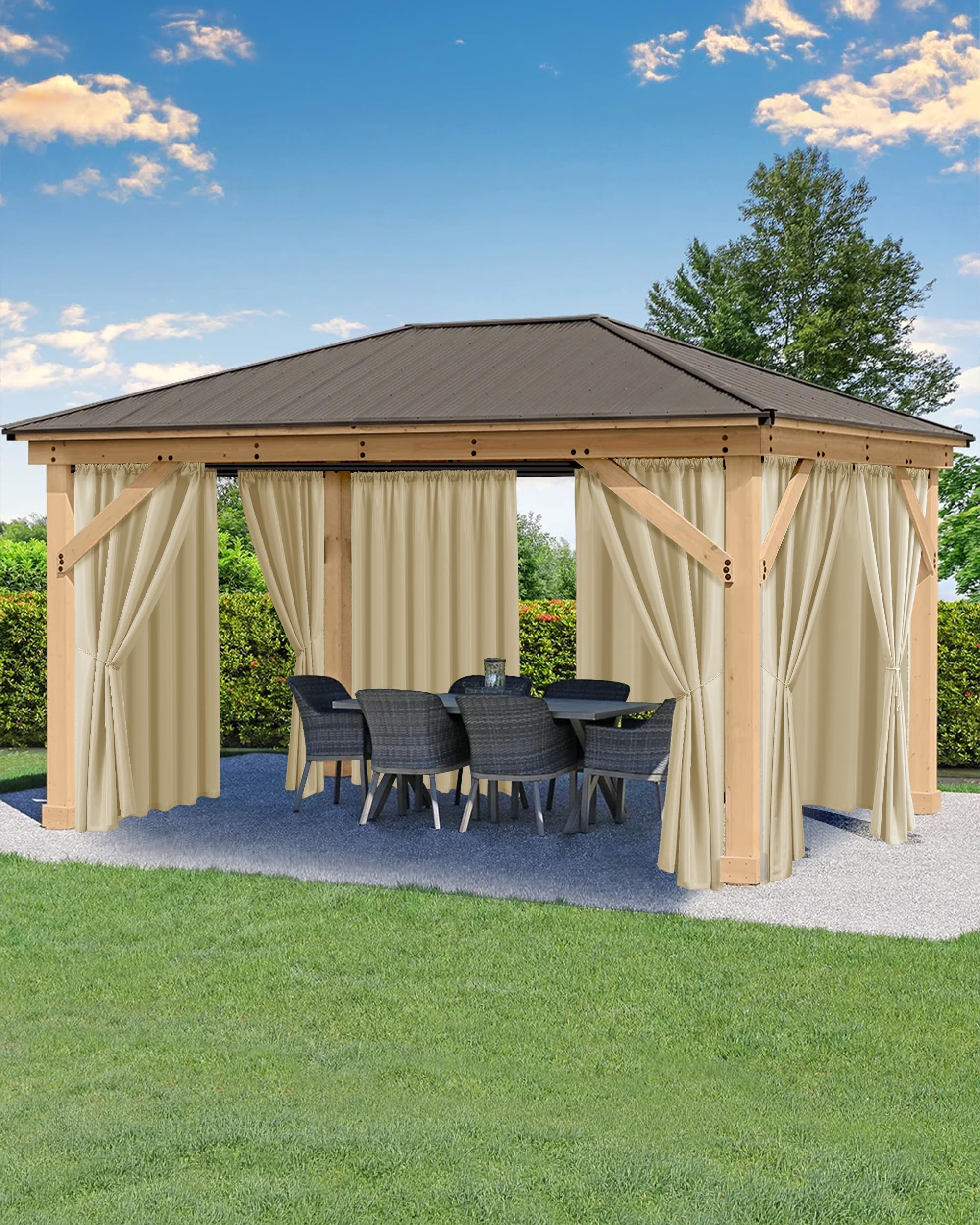 outdoor patio curtains waterproof 6 panels 54x95 inch- protect privacy & weatherproof rod pocketbalc