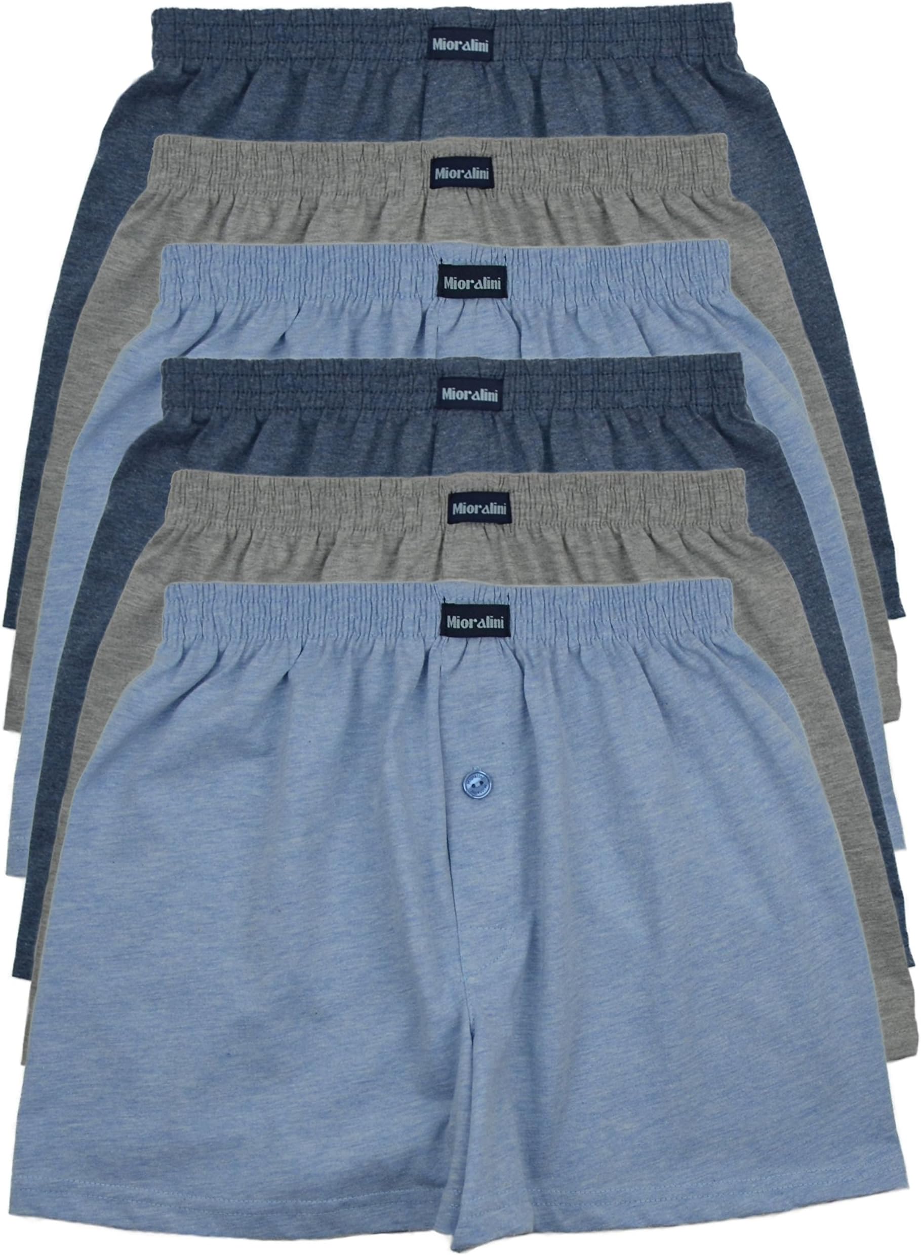 MioRalini 12 or 6 Men's Soft Cotton Boxershorts Multicolored with and Without Button and Fly