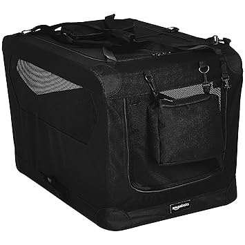 AmazonBasics Premium Folding Portable Soft Pet Dog Crate Carrier Kennel - 30 x 21 x 21 Inches, Black